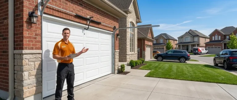Overhead Doors Repair licensed technician completing same-day garage door repair on residential home in Toronto GTA